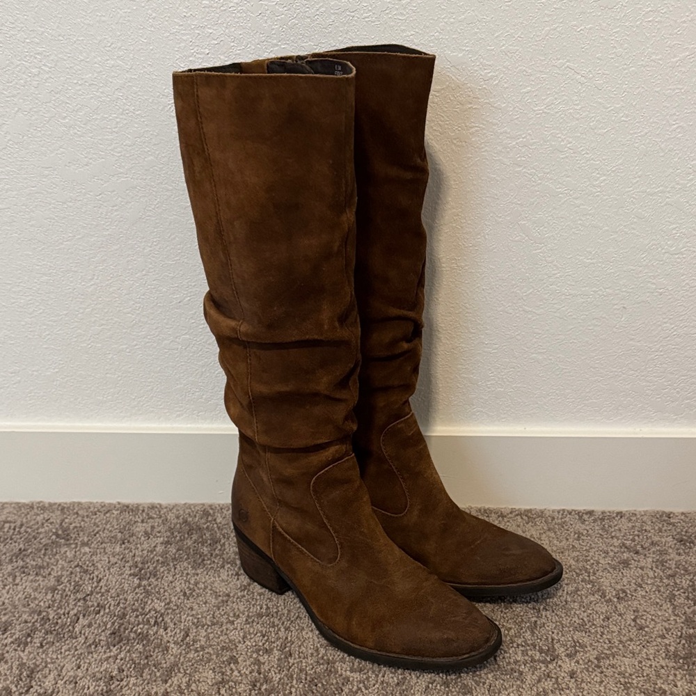 BORN Brown Suede Knee-High Boots